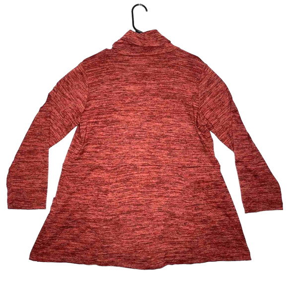 Women’s Sweater Mockneck Pullover Rust Oversized Artsy Lagenlook Heather Pockets - Picture 2 of 9